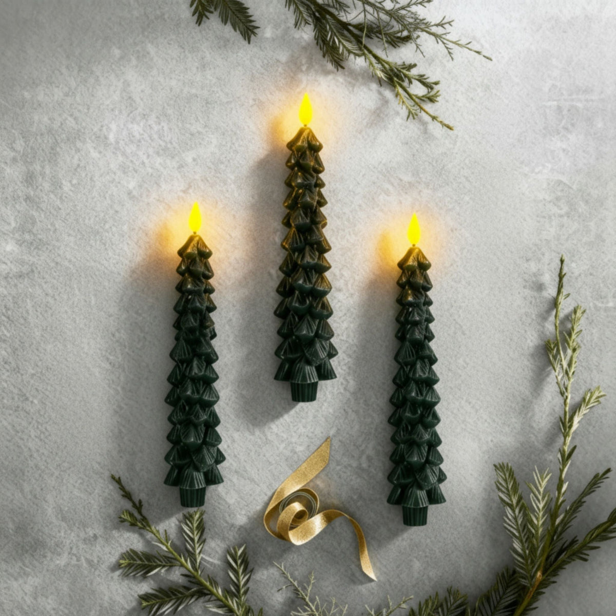 Kerstboom Vlamloze Waskaars | Set Van 3