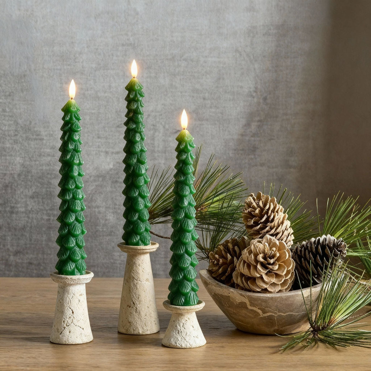 Kerstboom Vlamloze Waskaars | Set Van 3