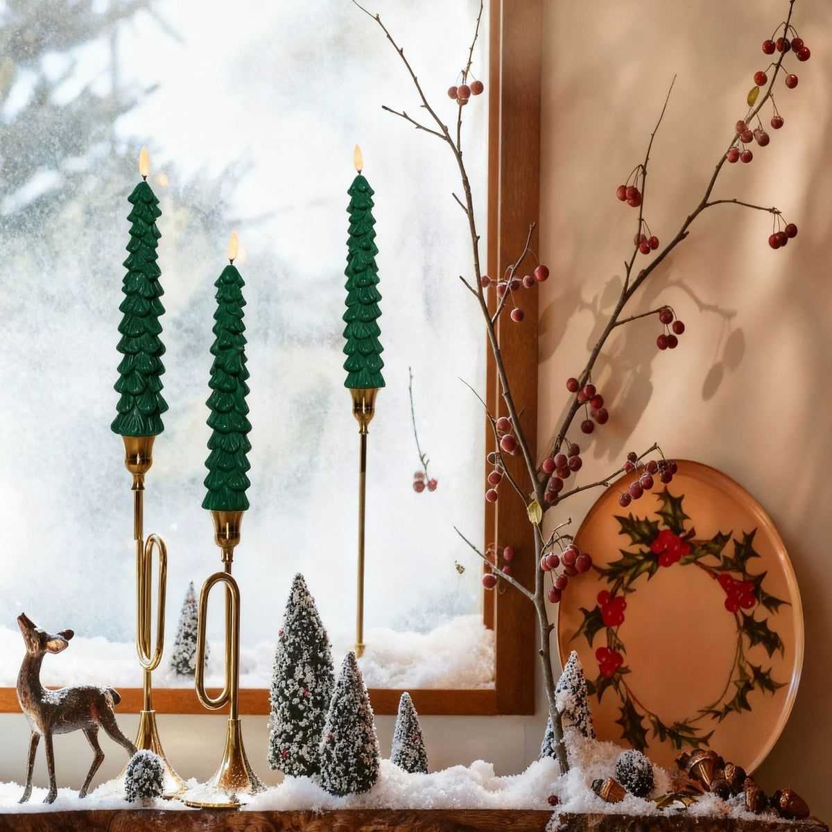 Kerstboom Vlamloze Waskaars | Set Van 3