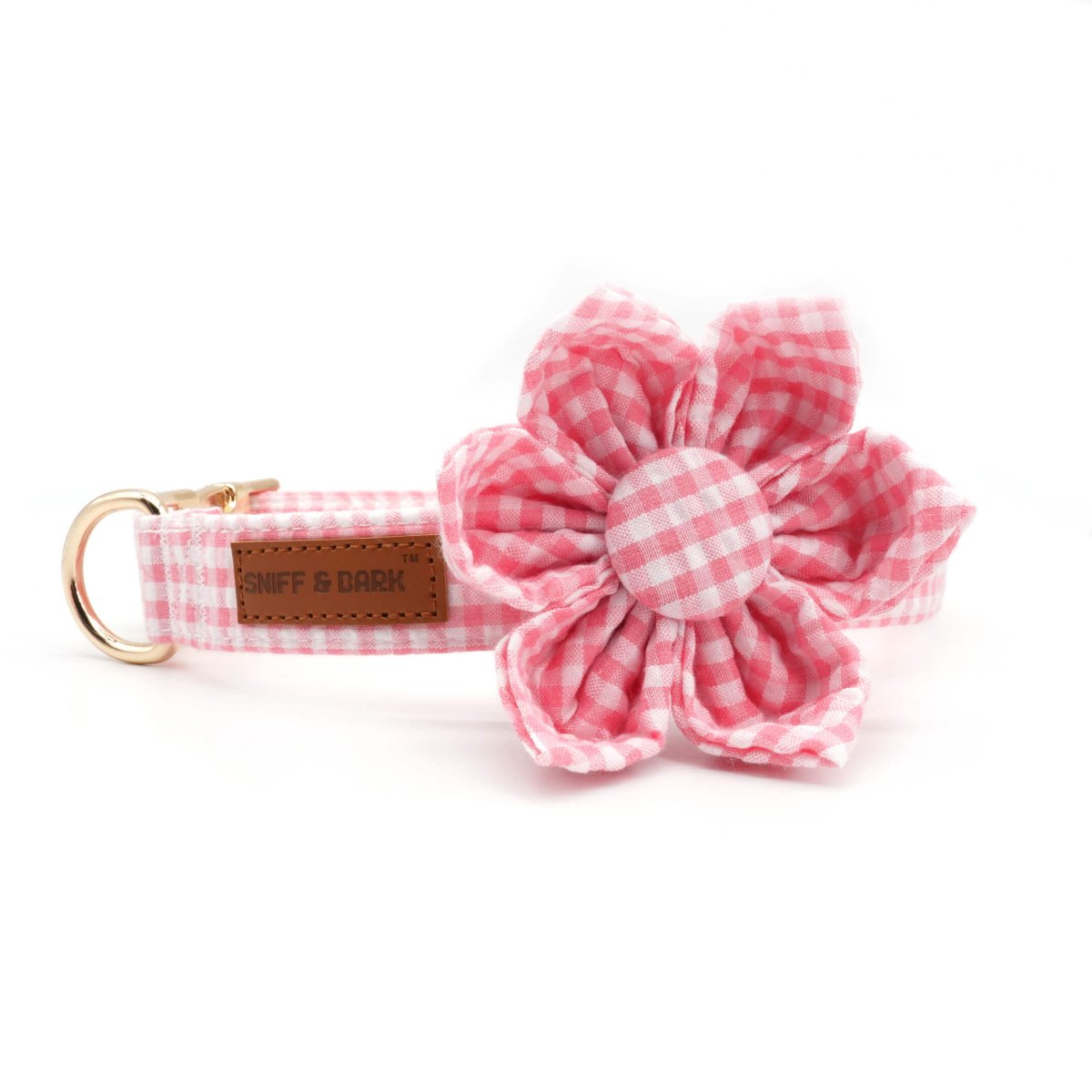 BloomPaws | Verstelbare Hondenhalsband - Roze gingham