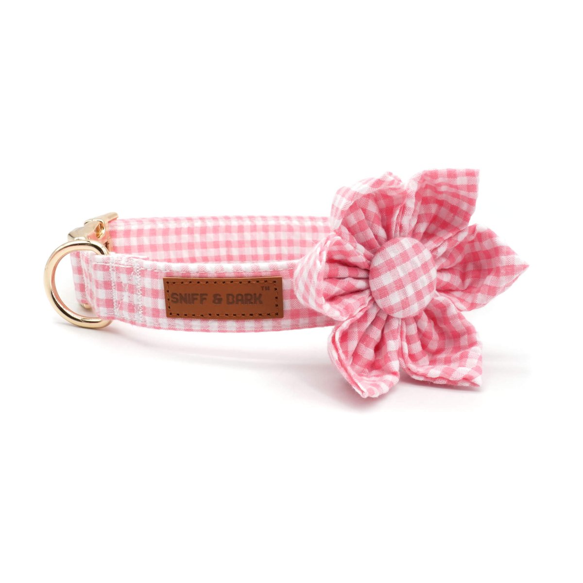 BloomPaws | Verstelbare Hondenhalsband - Roze gingham