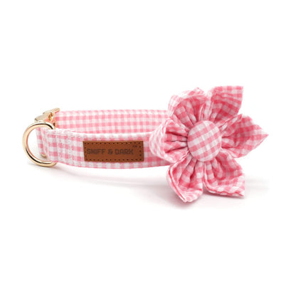 BloomPaws | Verstelbare Hondenhalsband - Roze gingham