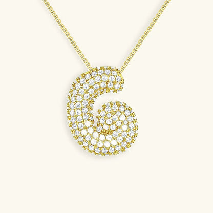 Ketting met diamant en initiaal in 'bubble'-stijl