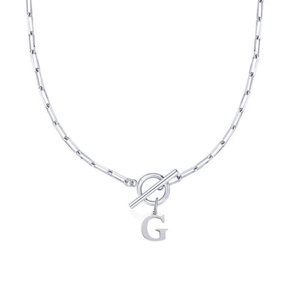 ClaspCircle | Paperclip Schakel ketting met initiaal