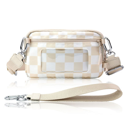 Gewatteerde nylon pols- en crossbody portemonneetas voor dames – kleine tas met 4 ritsvakken, RFID-bescherming en verstelbare schouderband