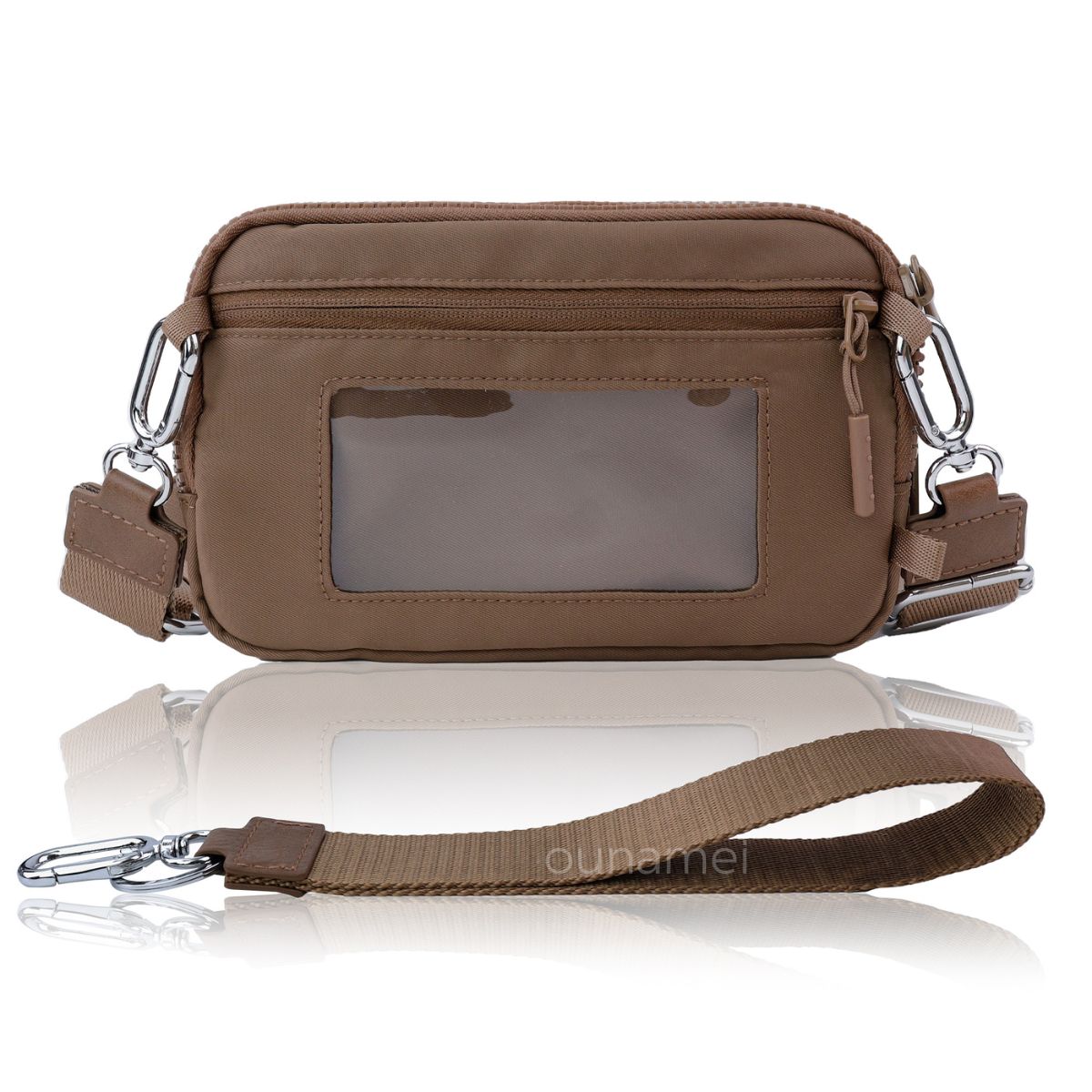 Gewatteerde nylon pols- en crossbody portemonneetas voor dames – kleine tas met 4 ritsvakken, RFID-bescherming en verstelbare schouderband