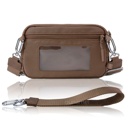 Gewatteerde nylon pols- en crossbody portemonneetas voor dames – kleine tas met 4 ritsvakken, RFID-bescherming en verstelbare schouderband