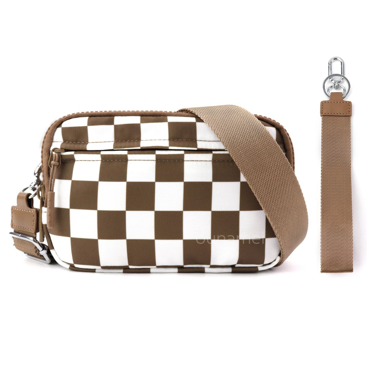 Gewatteerde nylon pols- en crossbody portemonneetas voor dames – kleine tas met 4 ritsvakken, RFID-bescherming en verstelbare schouderband