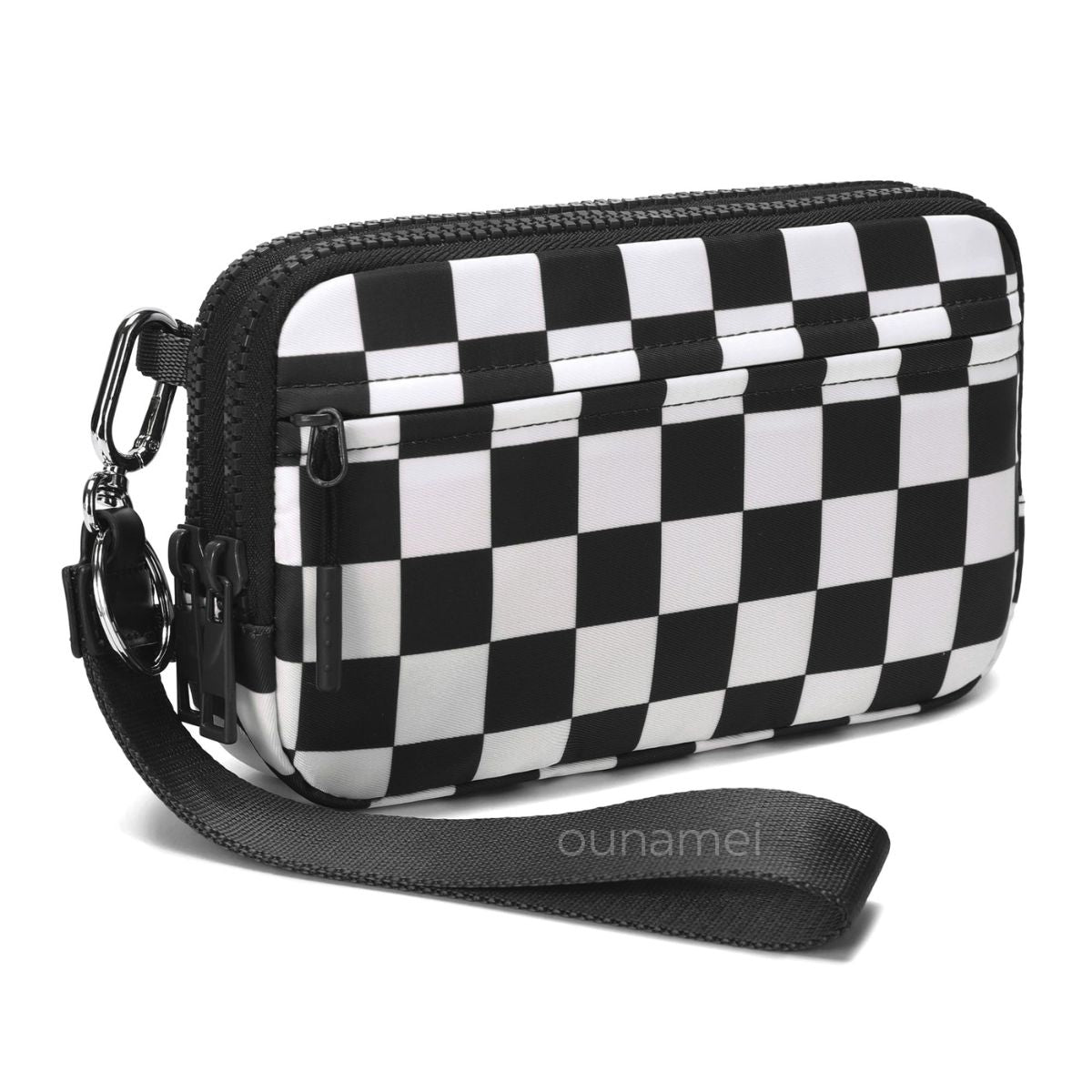 Gewatteerde nylon pols- en crossbody portemonneetas voor dames – kleine tas met 4 ritsvakken, RFID-bescherming en verstelbare schouderband