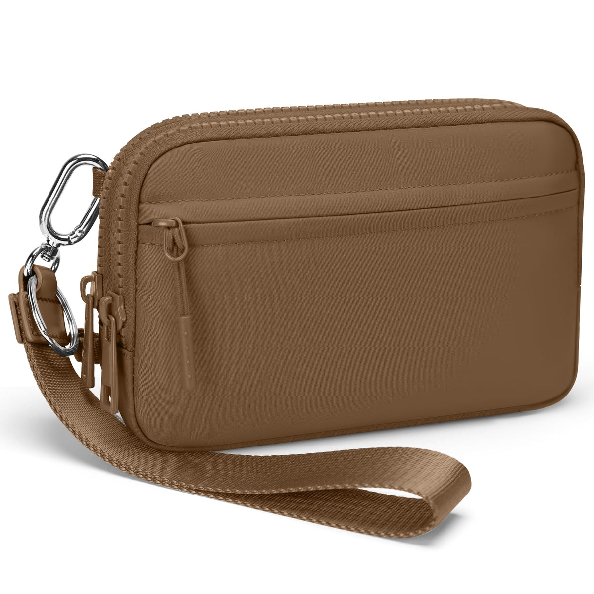 Gewatteerde nylon pols- en crossbody portemonneetas voor dames – kleine tas met 4 ritsvakken, RFID-bescherming en verstelbare schouderband