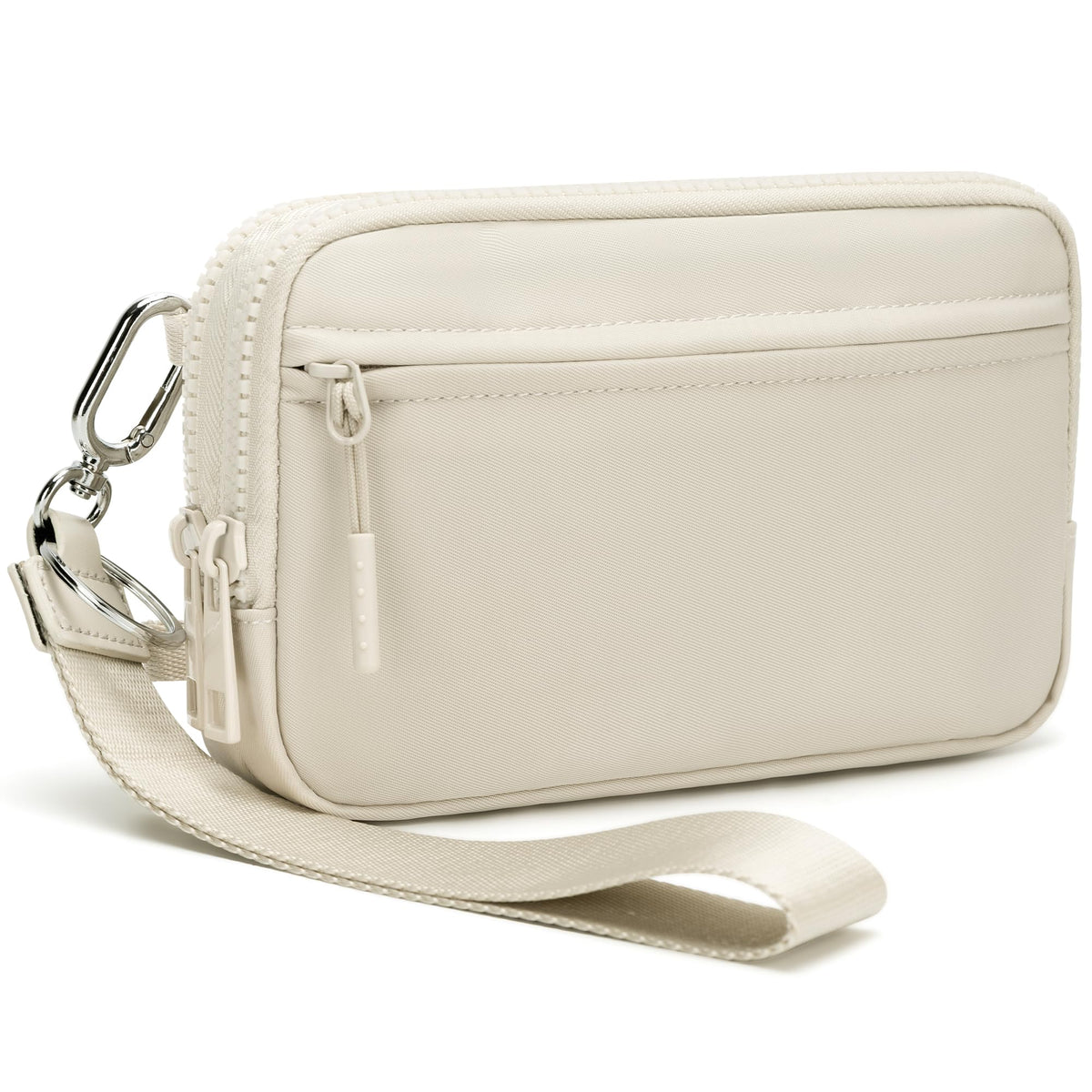 Gewatteerde nylon pols- en crossbody portemonneetas voor dames – kleine tas met 4 ritsvakken, RFID-bescherming en verstelbare schouderband