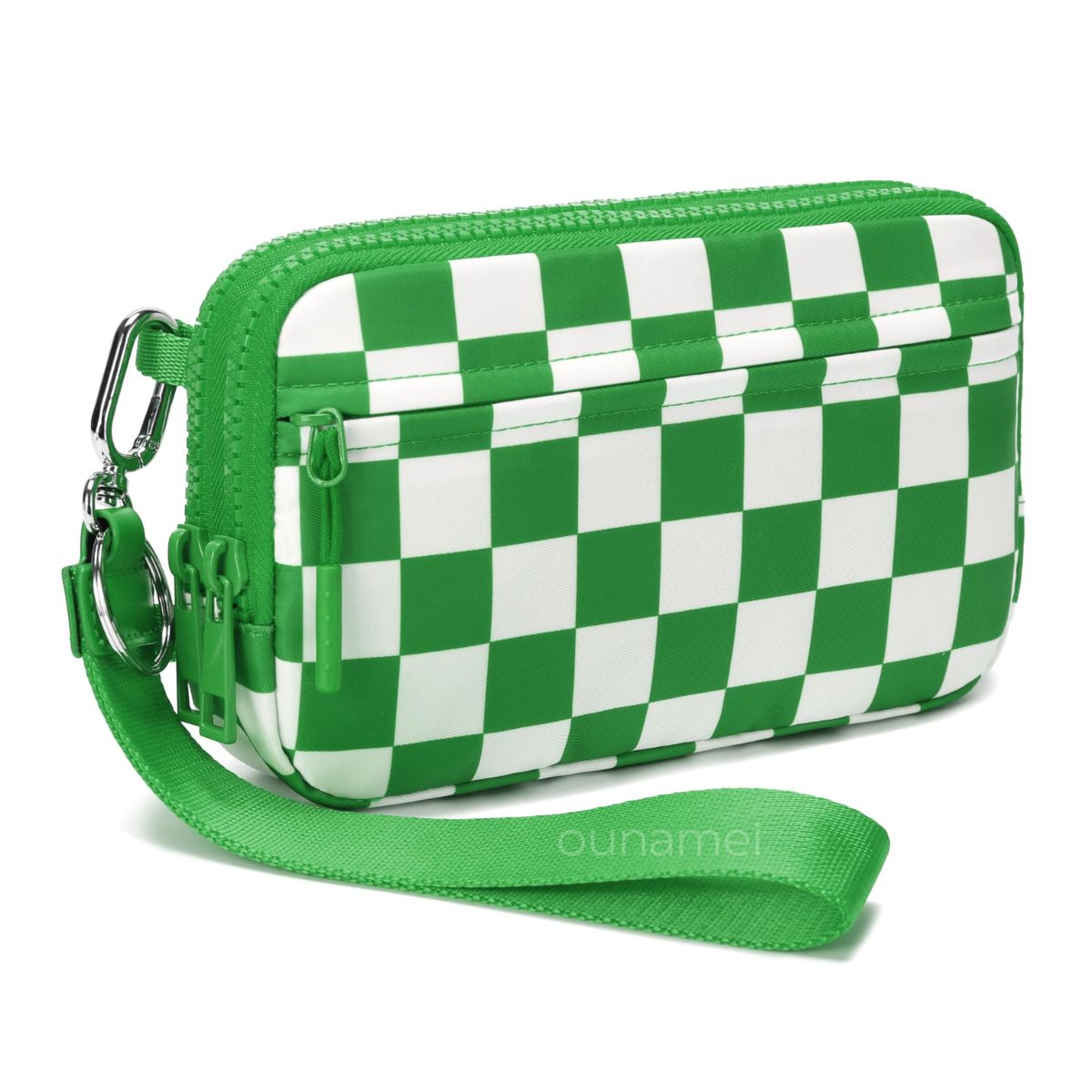 Gewatteerde nylon pols- en crossbody portemonneetas voor dames – kleine tas met 4 ritsvakken, RFID-bescherming en verstelbare schouderband