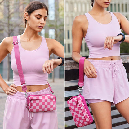 Gewatteerde nylon pols- en crossbody portemonneetas voor dames – kleine tas met 4 ritsvakken, RFID-bescherming en verstelbare schouderband