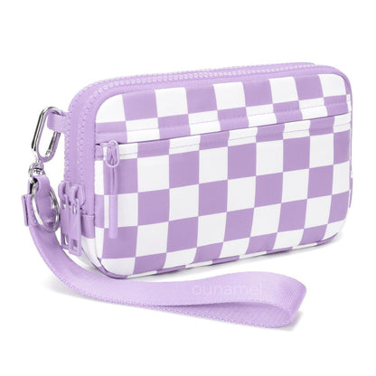 Gewatteerde nylon pols- en crossbody portemonneetas voor dames – kleine tas met 4 ritsvakken, RFID-bescherming en verstelbare schouderband
