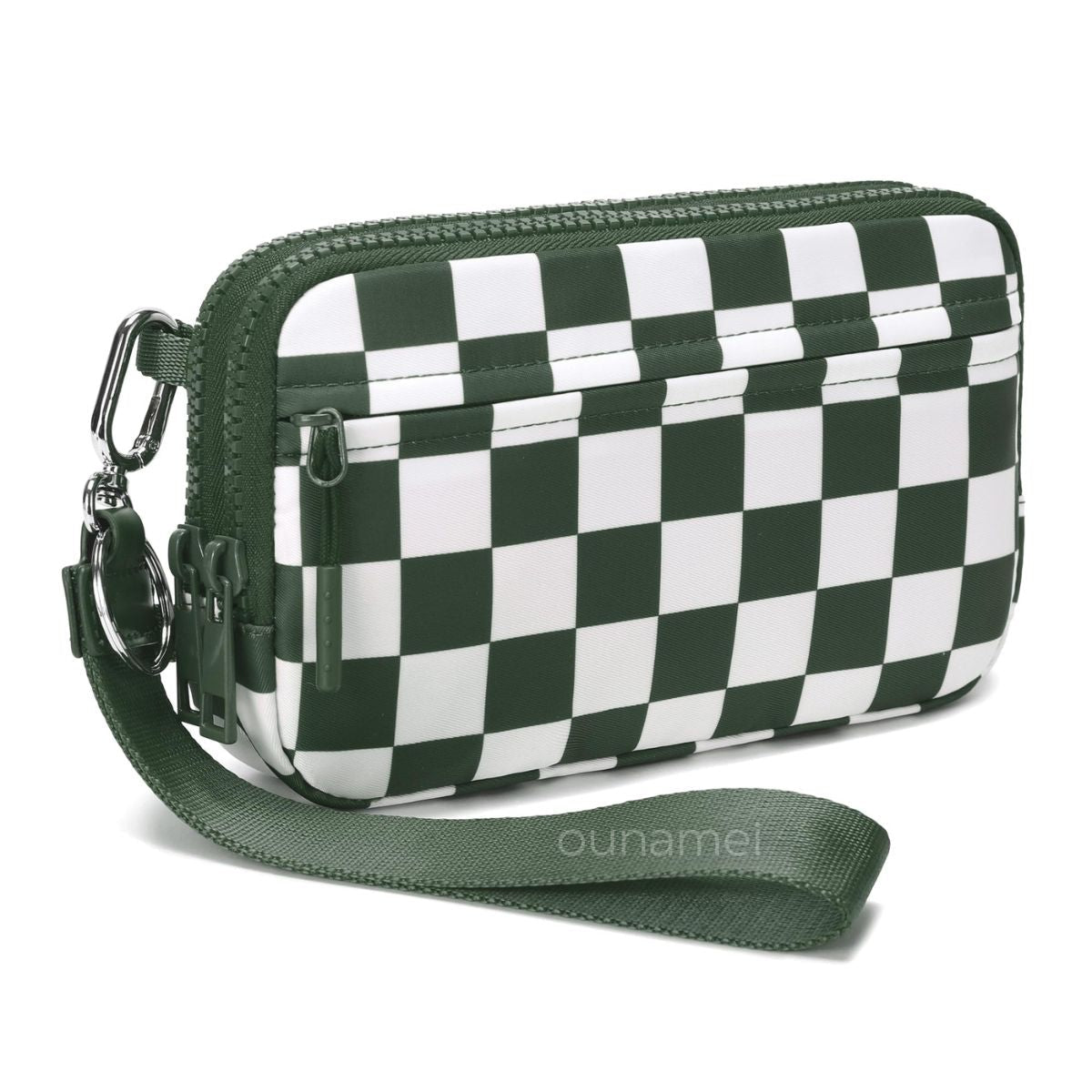 Gewatteerde nylon pols- en crossbody portemonneetas voor dames – kleine tas met 4 ritsvakken, RFID-bescherming en verstelbare schouderband