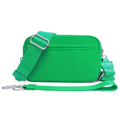 Gewatteerde nylon pols- en crossbody portemonneetas voor dames – kleine tas met 4 ritsvakken, RFID-bescherming en verstelbare schouderband