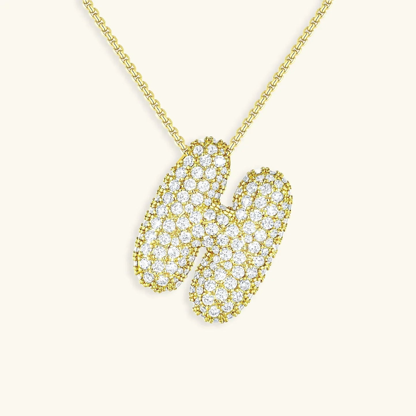 Ketting met diamant en initiaal in 'bubble'-stijl