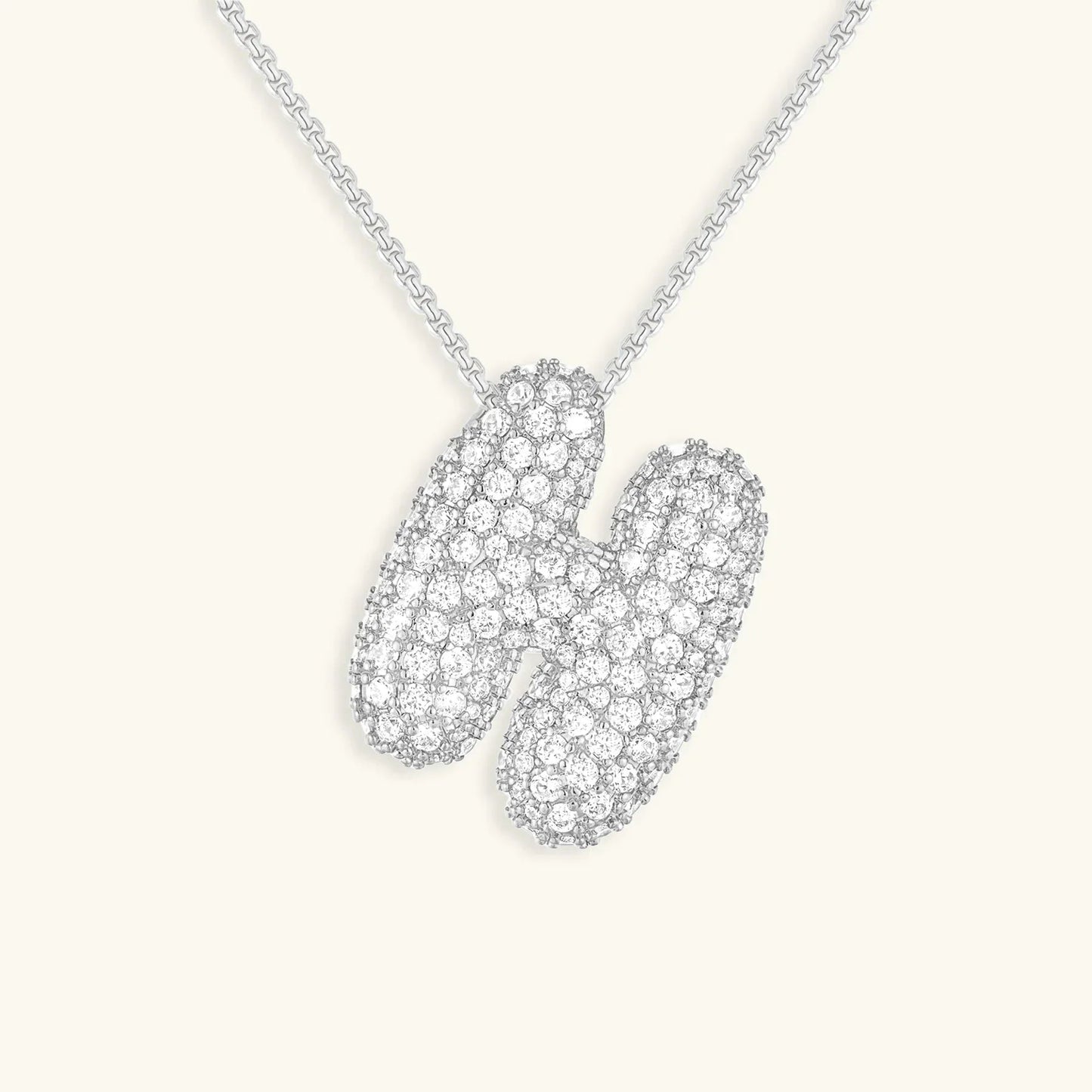 Ketting met diamant en initiaal in 'bubble'-stijl