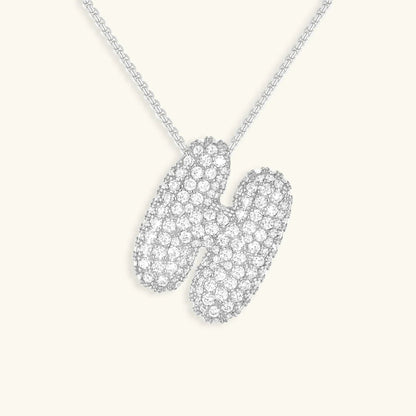 Ketting met diamant en initiaal in 'bubble'-stijl