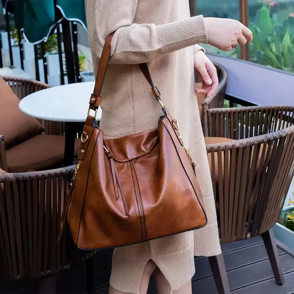 De Verona Luxe Lederen Anti-diefstal Handtas (+ GRATIS Portemonnee)