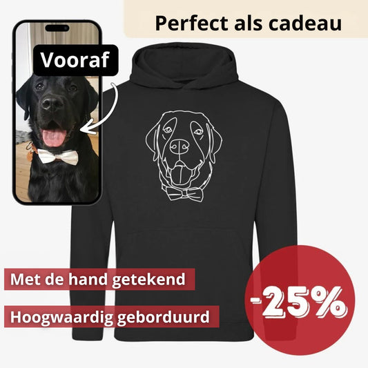 LijnLiefde | Geborduurde Hoodie met Jouw Foto – Handgetekend Portret & Premium Borduring