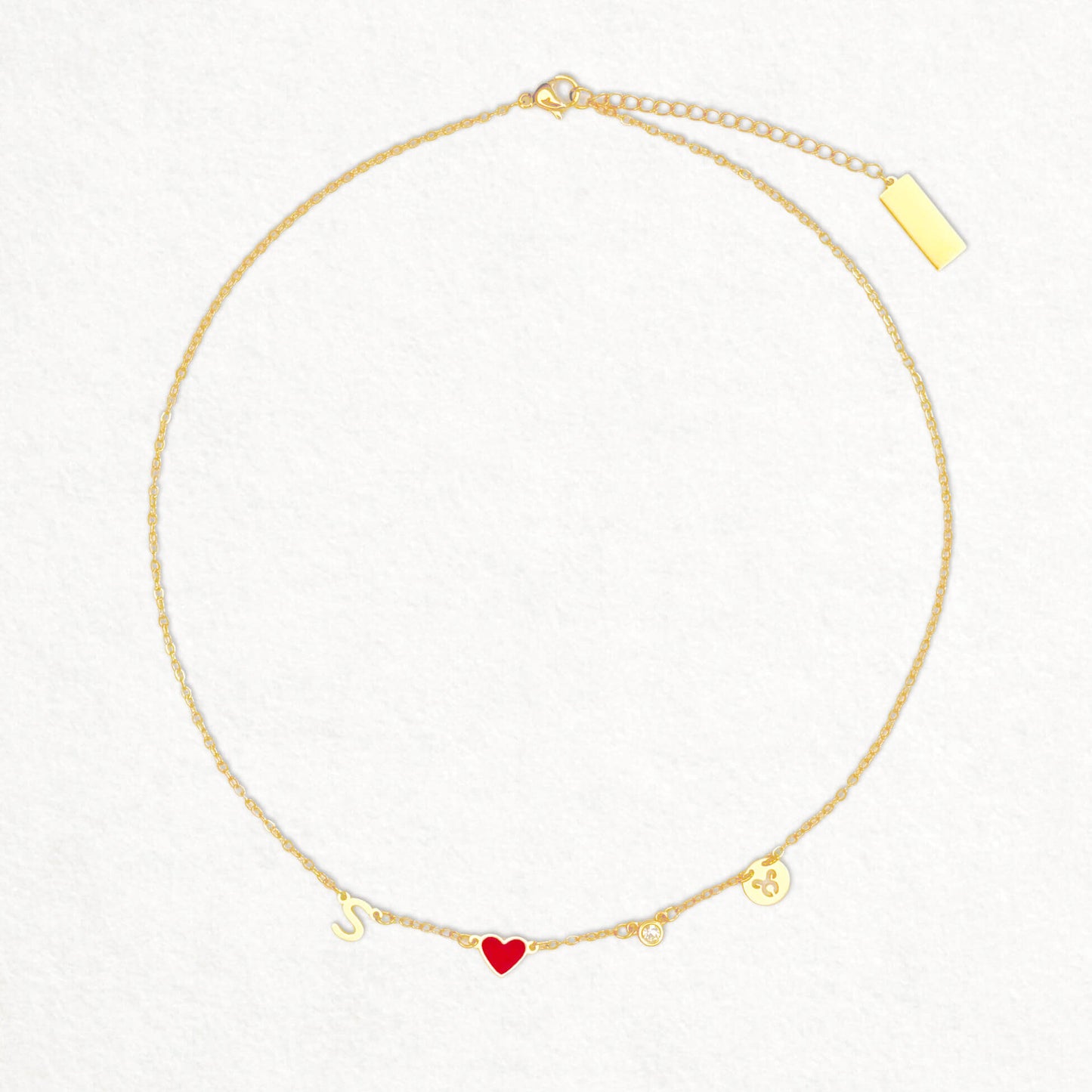 Charmella | Gepersonaliseerde ketting met initialen hartje en geboortesteen