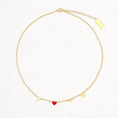 Charmella | Gepersonaliseerde ketting met initialen hartje en geboortesteen