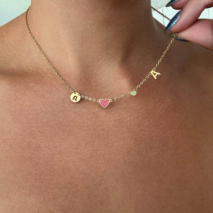 Charmella | Gepersonaliseerde ketting met initialen hartje en geboortesteen