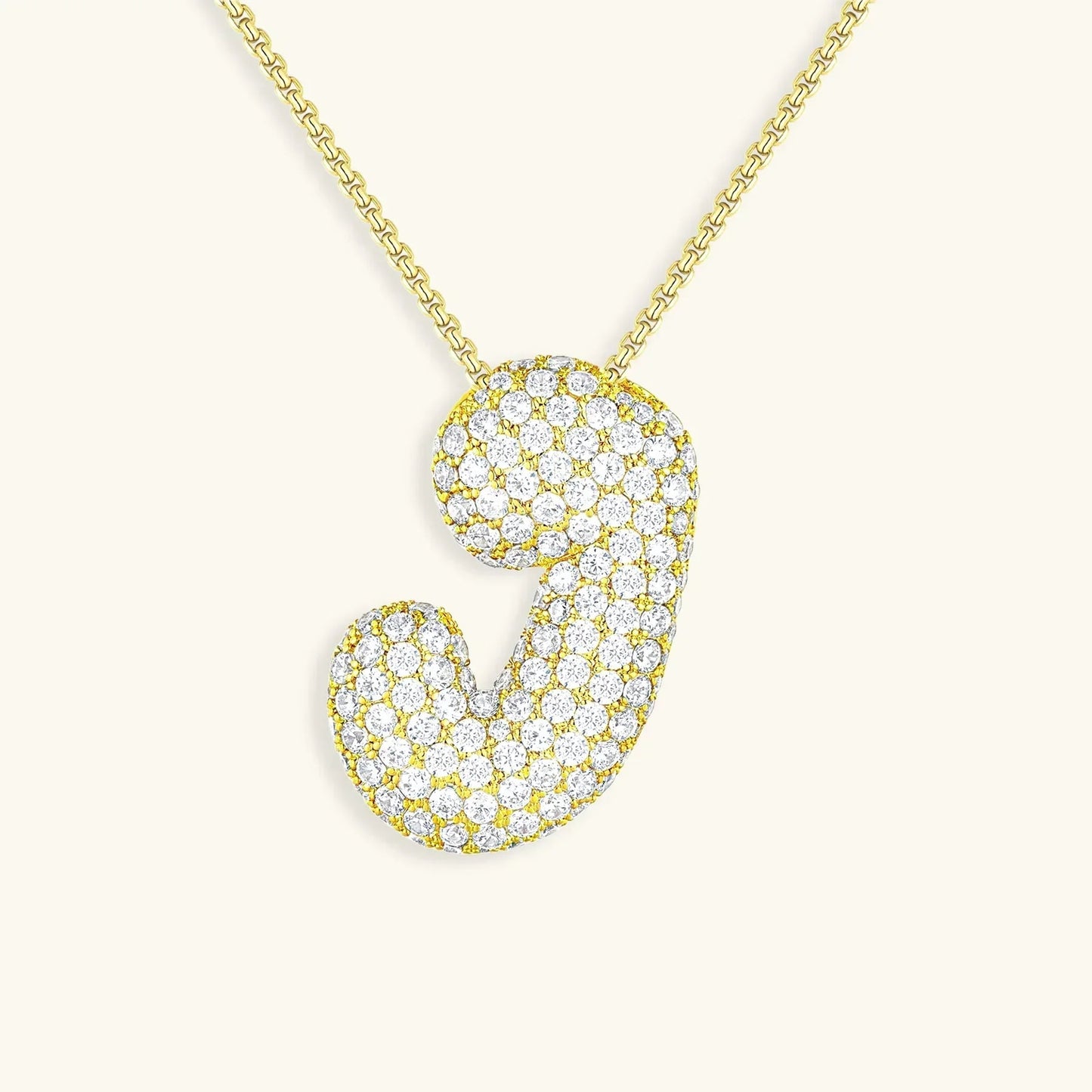 Ketting met diamant en initiaal in 'bubble'-stijl