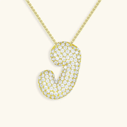 Ketting met diamant en initiaal in 'bubble'-stijl