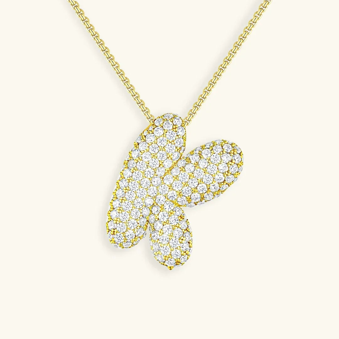 Ketting met diamant en initiaal in 'bubble'-stijl