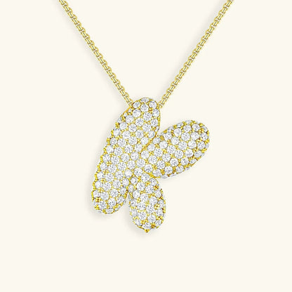 Ketting met diamant en initiaal in 'bubble'-stijl