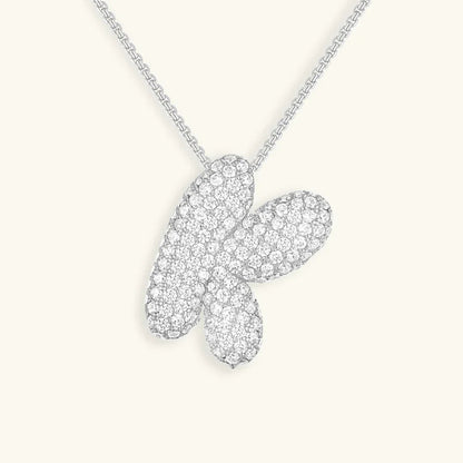 Ketting met diamant en initiaal in 'bubble'-stijl