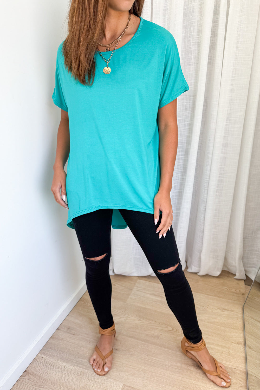 Softique | T-shirt Met langer achterpand - Aqua