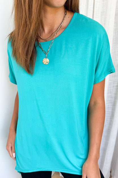 Softique | T-shirt Met langer achterpand - Aqua