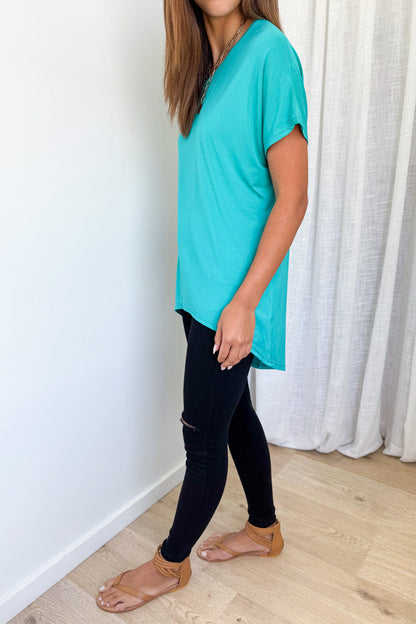 Softique | T-shirt Met langer achterpand - Aqua