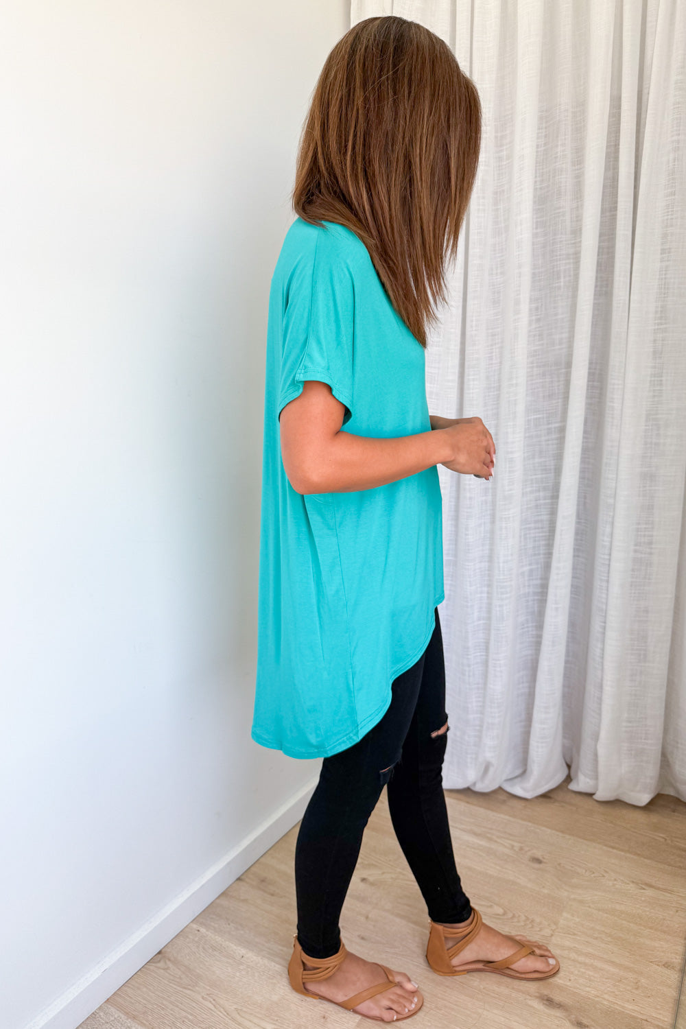 Softique | T-shirt Met langer achterpand - Aqua