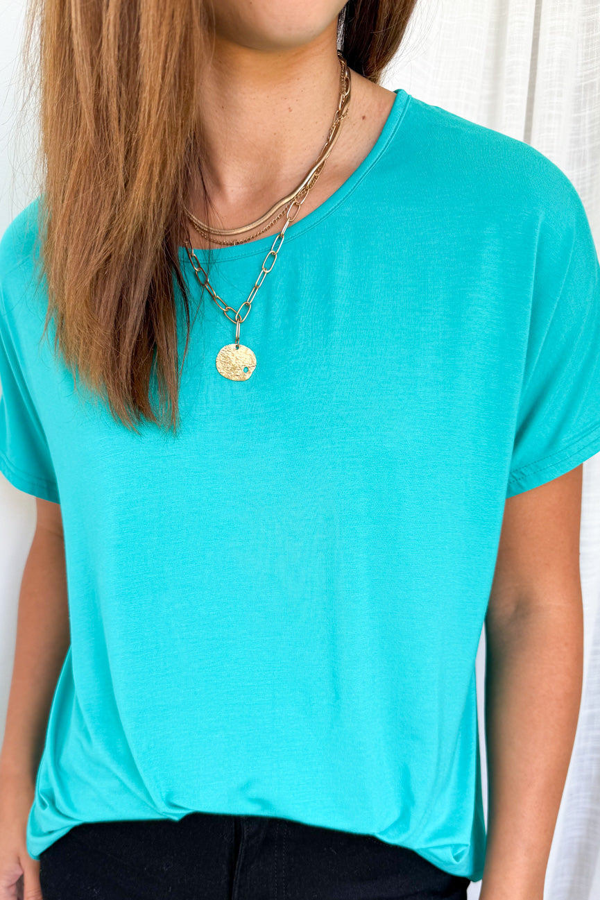Softique | T-shirt Met langer achterpand - Aqua