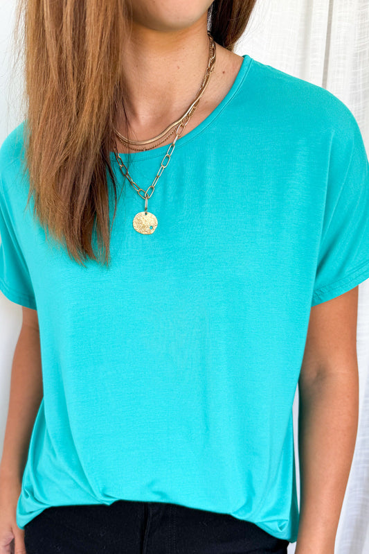 Softique | T-shirt Met langer achterpand - Aqua