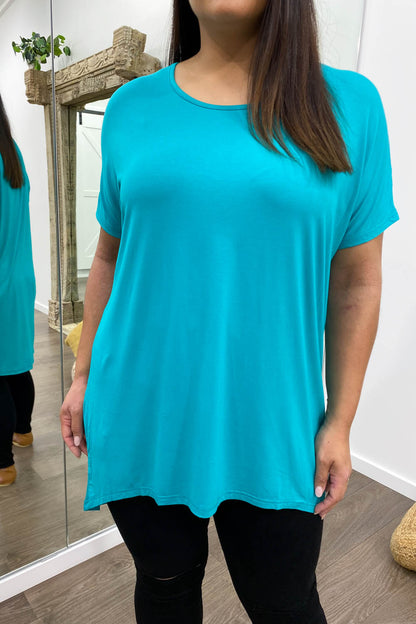 Softique | T-shirt Met langer achterpand - Aqua