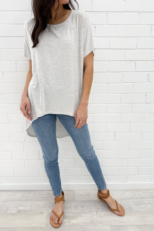 Softique | T-shirt Met langer achterpand - Lichtgrijs