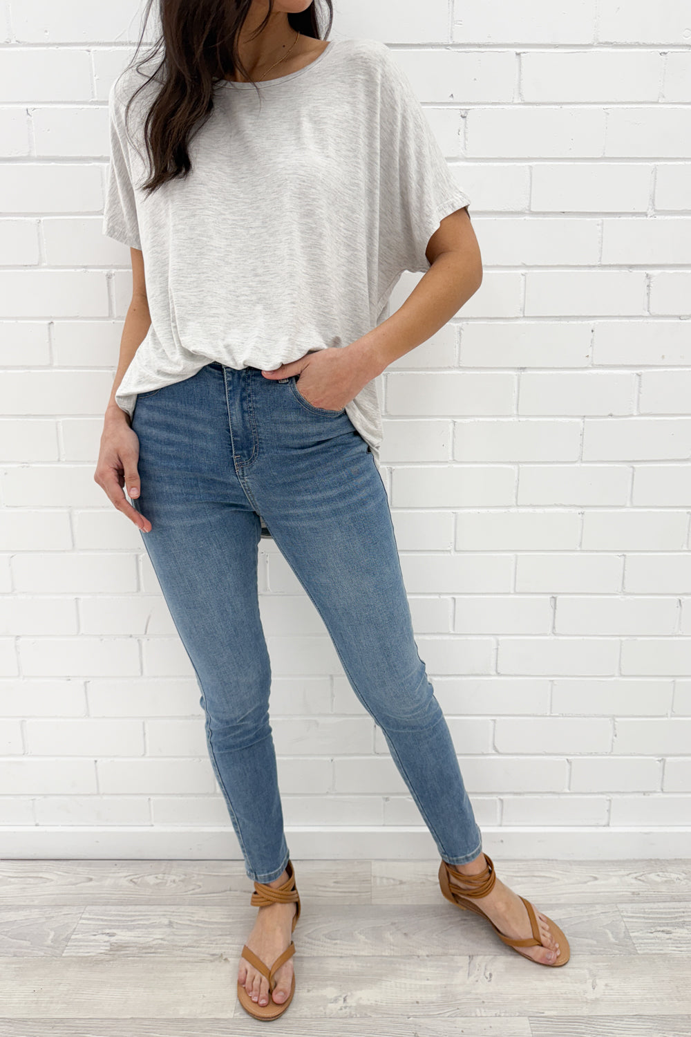 Softique | T-shirt Met langer achterpand - Lichtgrijs