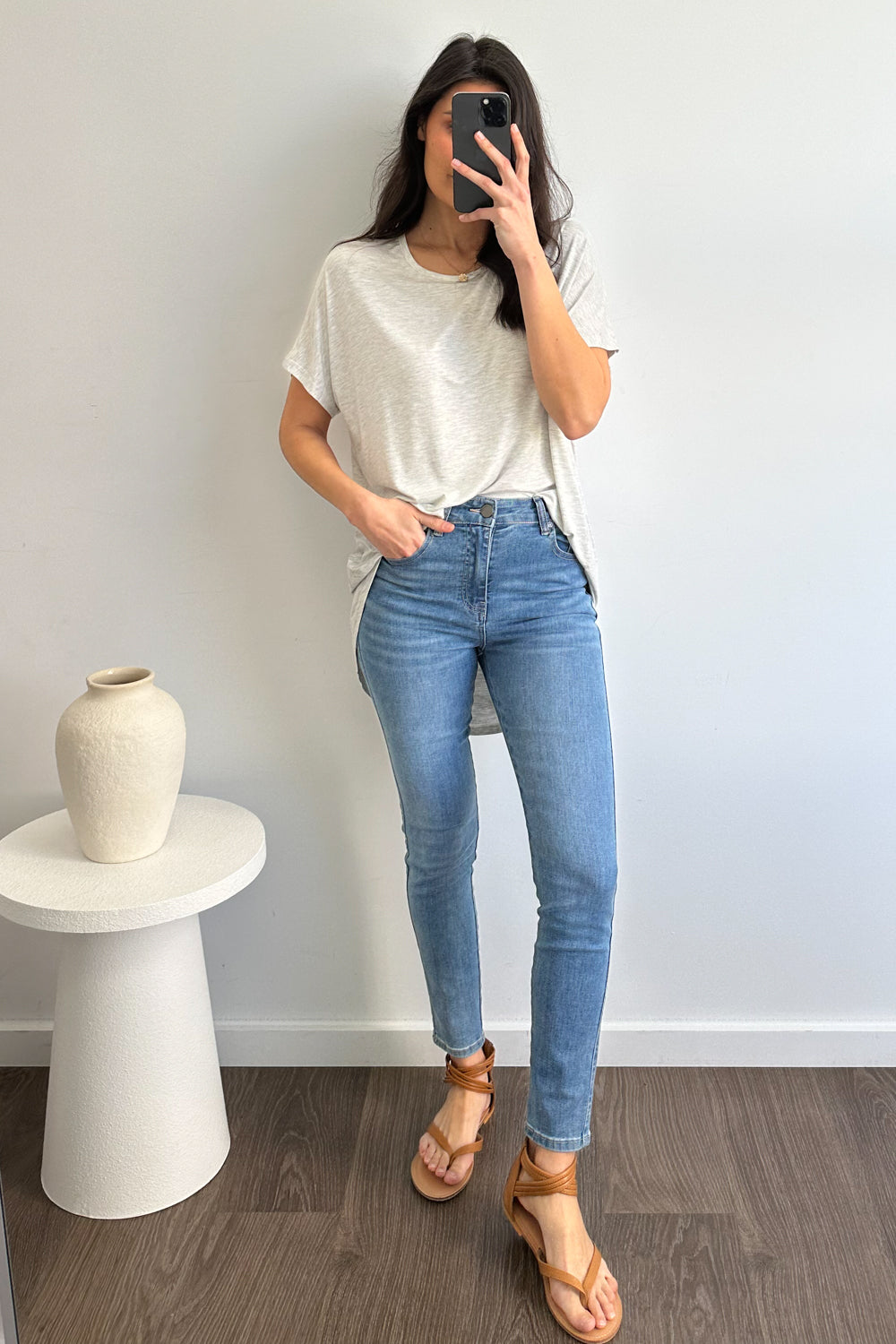 Softique | T-shirt Met langer achterpand - Lichtgrijs