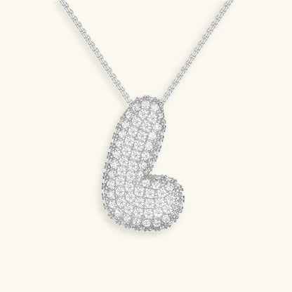 Ketting met diamant en initiaal in 'bubble'-stijl