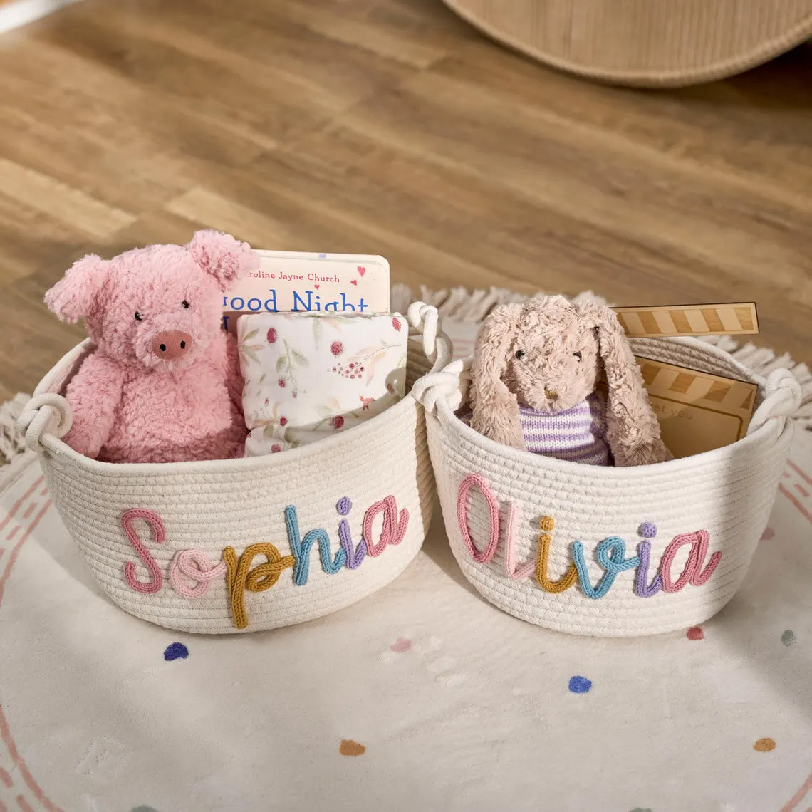 Luxe Gebreide Babymand met Naam – Effen & Multicolor