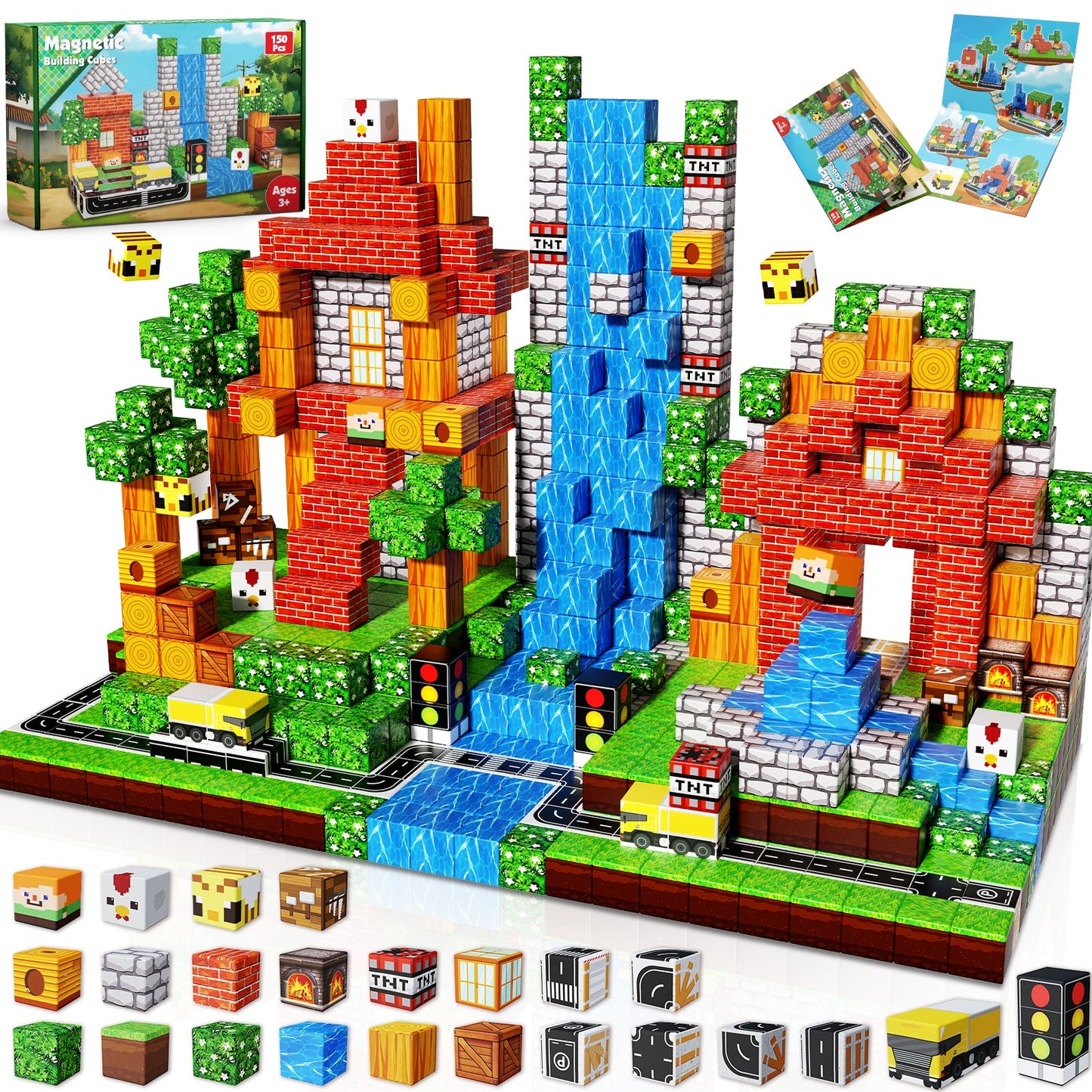 Suburb City - Magnetische Bouwtegels STEM Speelgoed | 2025 Dorpscollectie | 100–300 stuks | 2cm