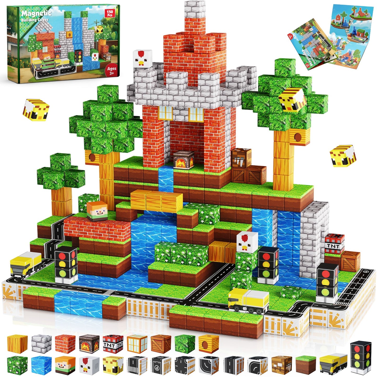 Suburb City - Magnetische Bouwtegels STEM Speelgoed | 2025 Dorpscollectie | 100–300 stuks | 2cm