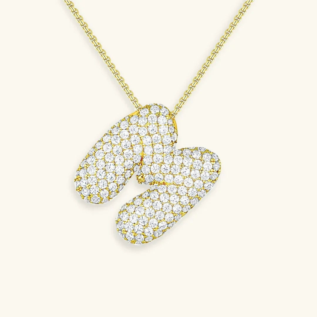 Ketting met diamant en initiaal in 'bubble'-stijl