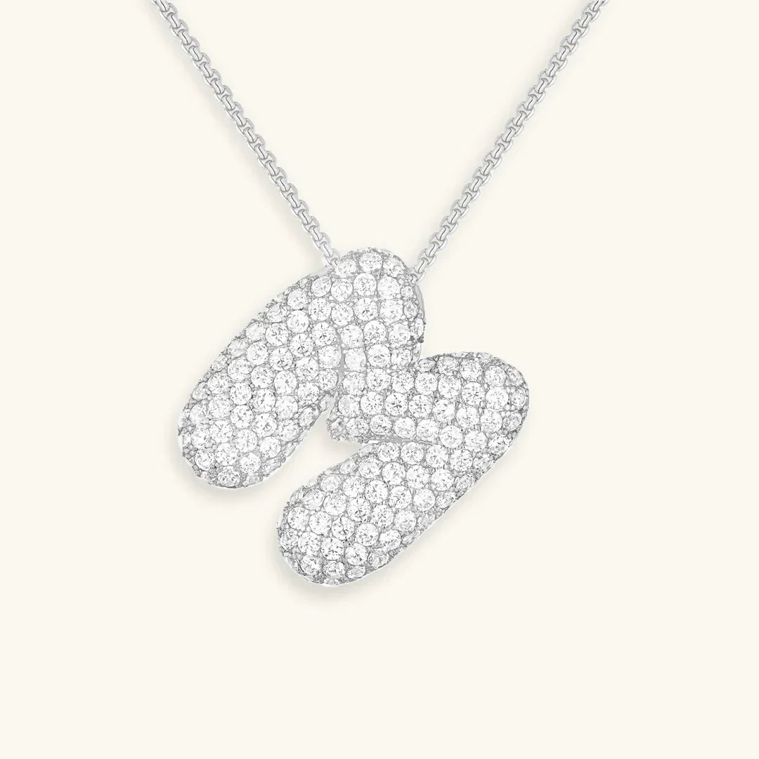 Ketting met diamant en initiaal in 'bubble'-stijl