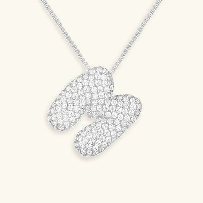 Ketting met diamant en initiaal in 'bubble'-stijl
